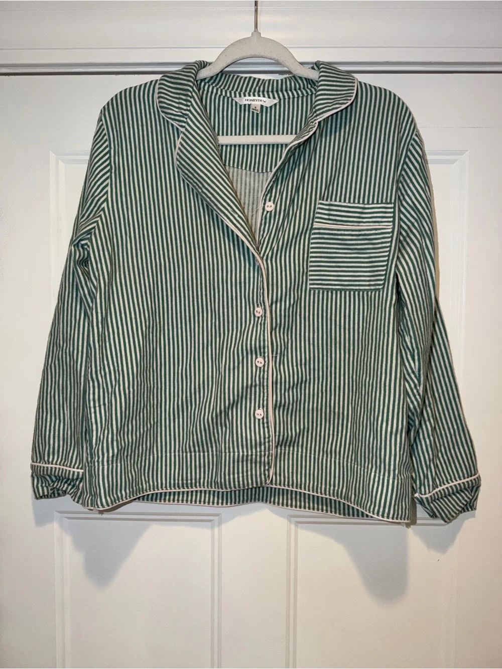 Honeydew Striped Button Up Pajama Top